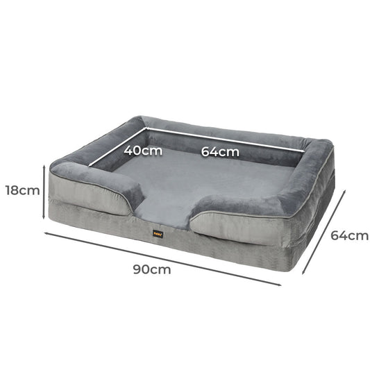 Large IDropship PaWz memory foam pet sofa bed cushion with soft fabric cover, ideal for cats and dogs to rest comfortably.