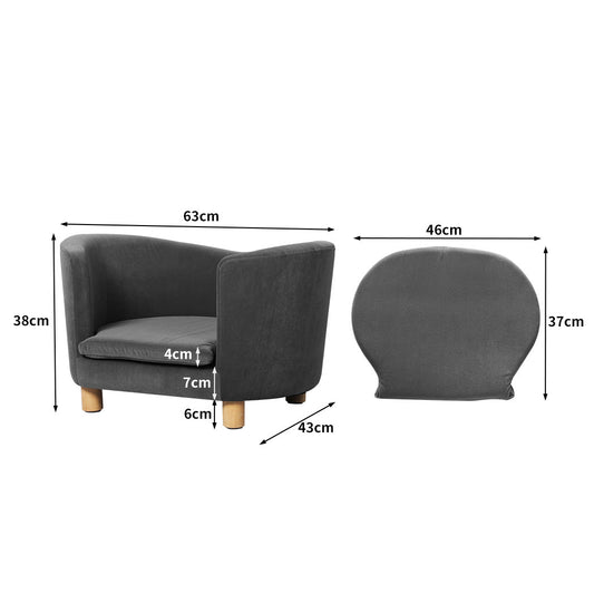 IDropship PaWz luxury elevated pet sofa with anti-slip grey fabric, designed for cats and dogs, providing comfort and stability.