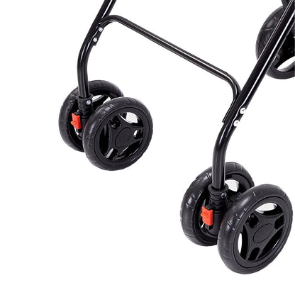 PaWz two-tier pet stroller for dogs and cats, featuring double compartments and sturdy frame, ideal for pet transportation.