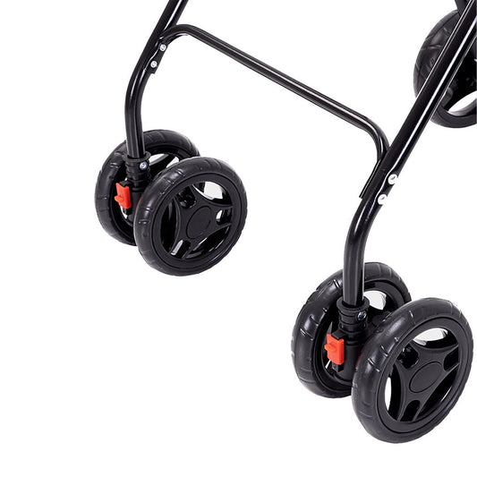 PaWz two-tier pet stroller for dogs and cats, featuring double compartments and sturdy frame, ideal for pet transportation.